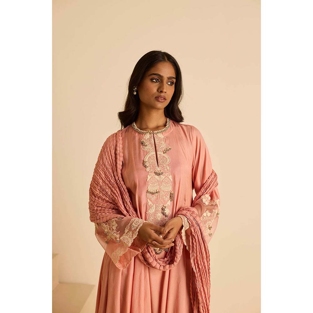 Inej Pink Anarkali with Pant and Dupatta (Set of 3)