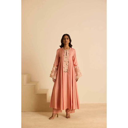 Inej Pink Anarkali with Pant and Dupatta (Set of 3)