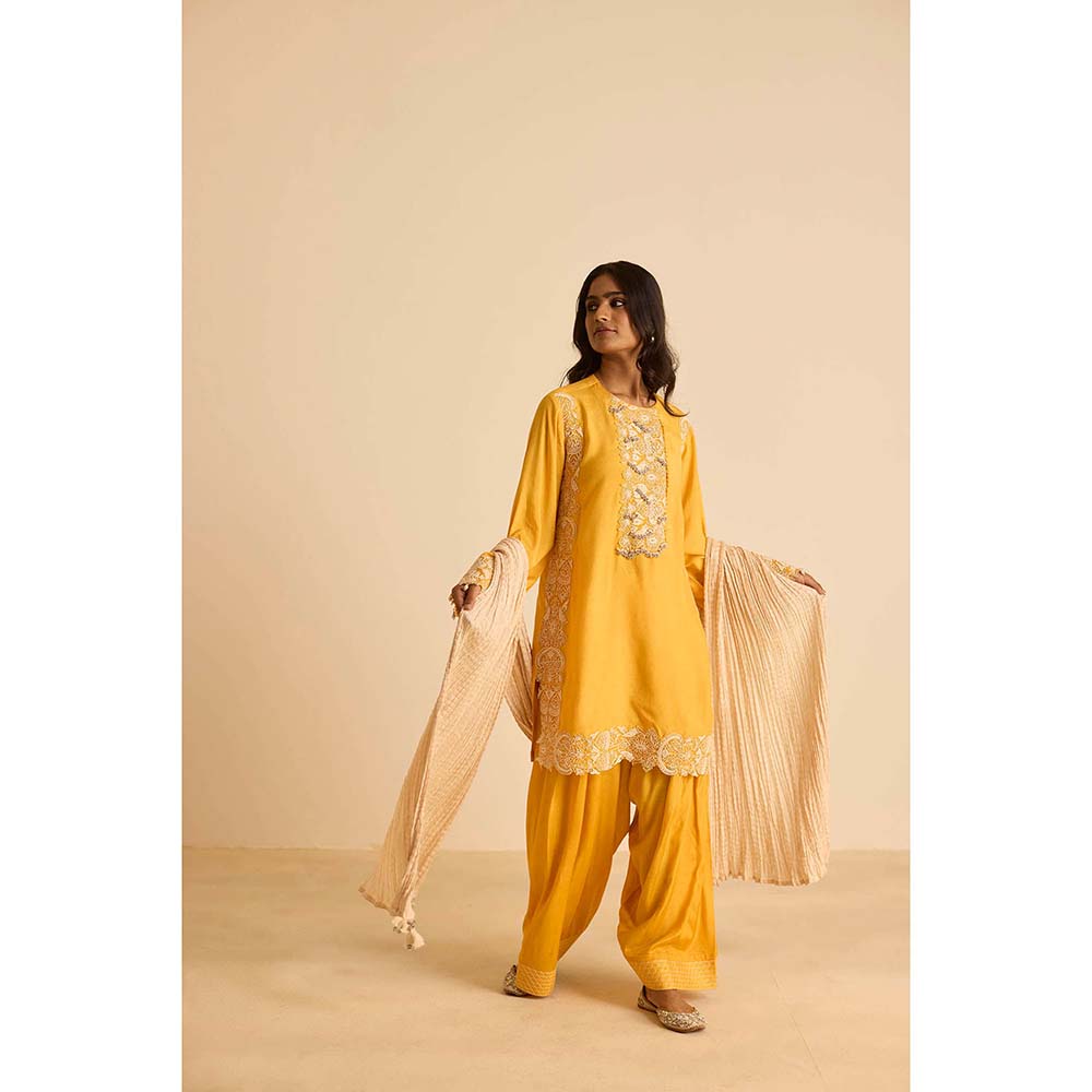 Inej Yellow Kashmiri Kurta with Salwar and Dupatta (Set of 3)