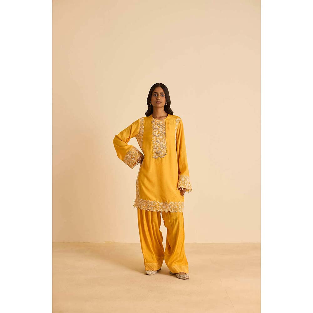 Inej Yellow Kashmiri Kurta with Salwar and Dupatta (Set of 3)