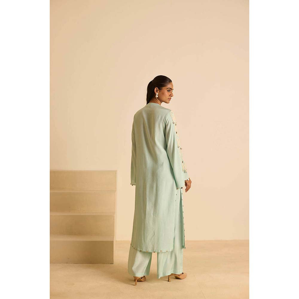 Inej Green Front Panel Kurta with Pant and Dupatta (Set of 3)