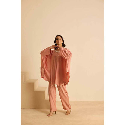 Inej Peach Kaftan Top with Pant (Set of 2)