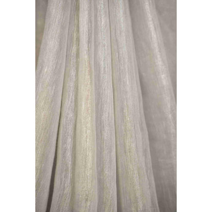 Isadora Life Womens Embroidered Mirror Work White Pre-Draped Saree With Unstitched Blouse