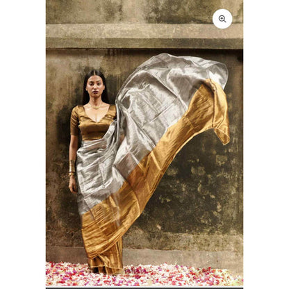Isadora Life Womens Woven Tassels Multi-Color Pre-Draped Saree With Unstitched Blouse