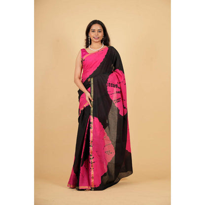 Isadora Life Womens Printed Multi-Color Pre-Draped Saree With Unstitched Blouse