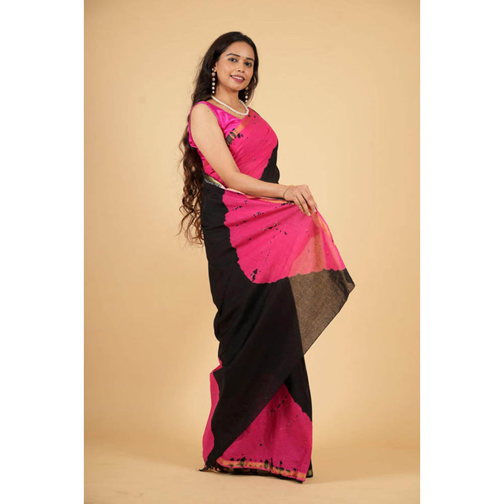 Isadora Life Womens Printed Multi-Color Pre-Draped Saree With Unstitched Blouse