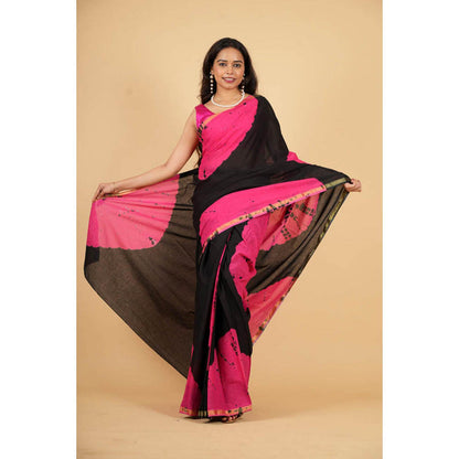 Isadora Life Womens Printed Multi-Color Pre-Draped Saree With Unstitched Blouse