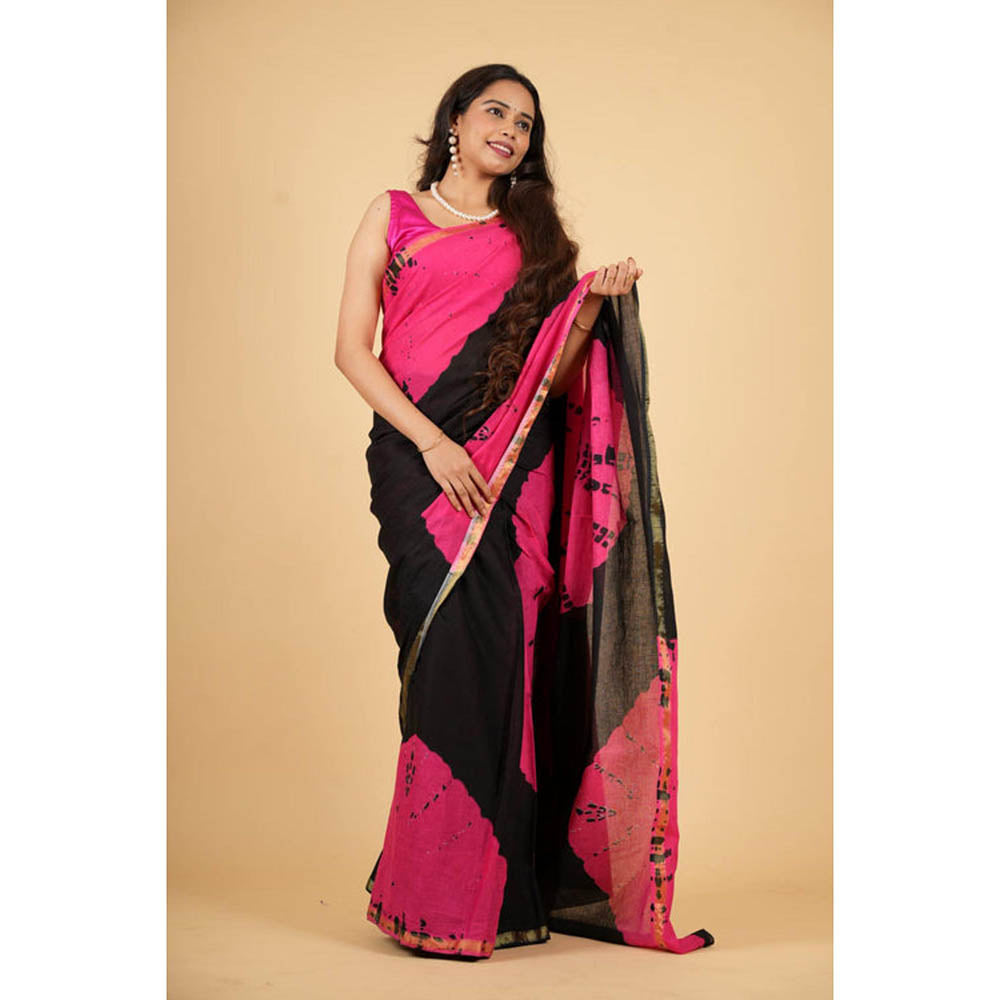 Isadora Life Womens Printed Multi-Color Pre-Draped Saree With Unstitched Blouse