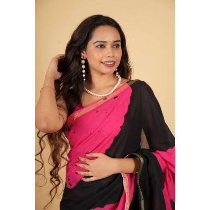 Isadora Life Womens Printed Multi-Color Pre-Draped Saree With Unstitched Blouse