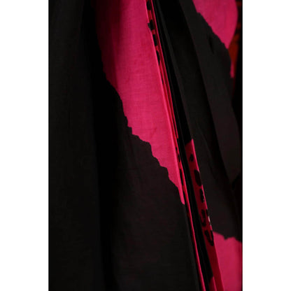 Isadora Life Womens Printed Multi-Color Pre-Draped Saree With Unstitched Blouse