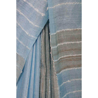 Isadora Life Womens Stripes Tassels Blue Pre-Draped Saree With Unstitched Blouse