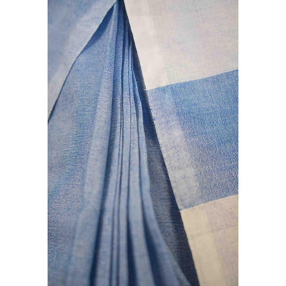 Isadora Life Womens Stripes Tassels Blue Pre-Draped Saree With Unstitched Blouse
