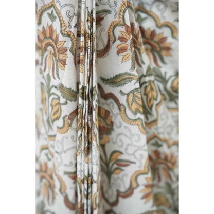 Isadora Life Womens Floral Printed White Pre-Draped Saree With Unstitched Blouse