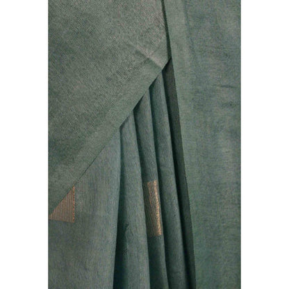 Isadora Life Womens Woven Tassels Blue Pre-Draped Saree With Unstitched Blouse