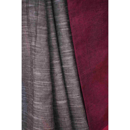 Isadora Life Womens Woven Tassels Grey Pre-Draped Saree With Unstitched Blouse
