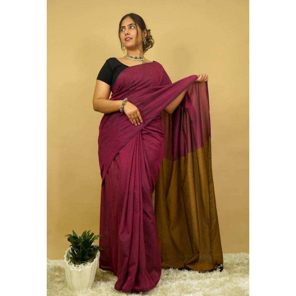Isadora Life Womens Colorblock Tassels Multi-Color Pre-Draped Saree With Unstitched Blouse