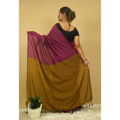Isadora Life Womens Colorblock Tassels Multi-Color Pre-Draped Saree With Unstitched Blouse
