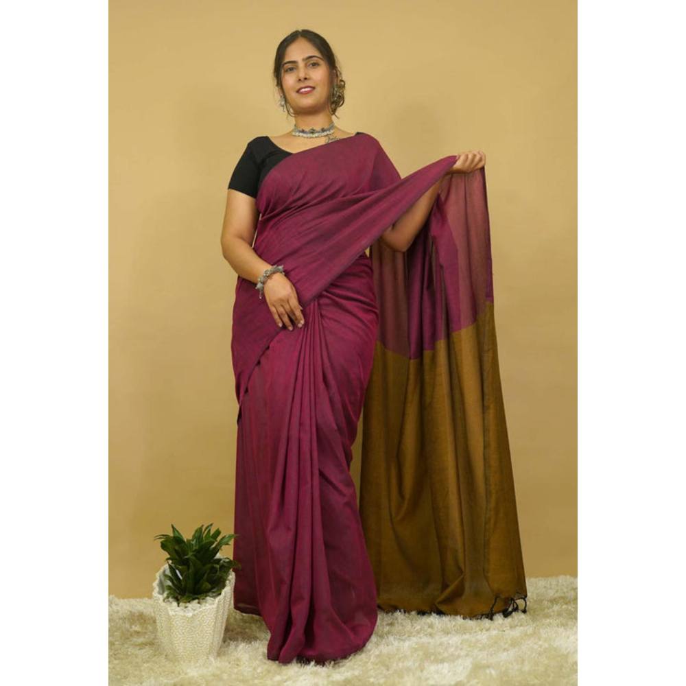 Isadora Life Womens Colorblock Tassels Multi-Color Pre-Draped Saree With Unstitched Blouse