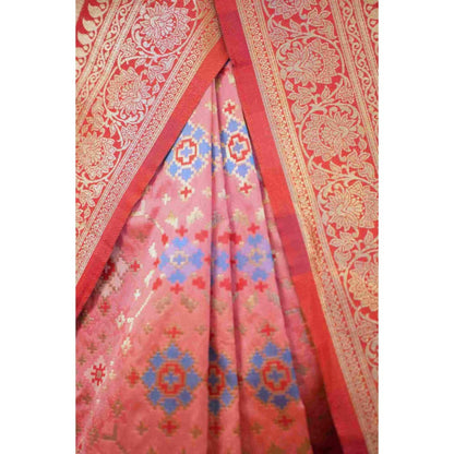 Isadora Life Womens Woven Tassels Multi-Color Pre-Draped Saree With Unstitched Blouse