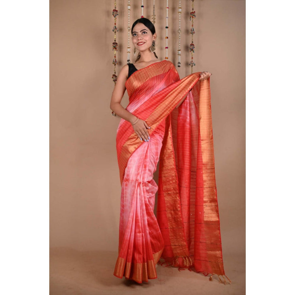 Isadora Life Womens Sequined Tassels Multi-Color Pre-Draped Saree With Unstitched Blouse