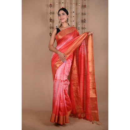 Isadora Life Womens Sequined Tassels Multi-Color Pre-Draped Saree With Unstitched Blouse