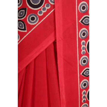 Isadora Life Womens Printed Red Pre-Draped Saree With Unstitched Blouse