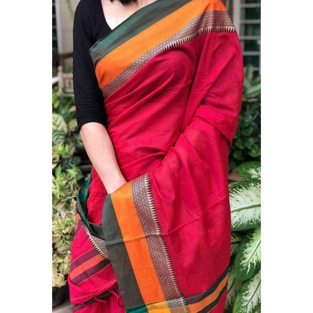 Isadora Life Womens Printed Tassels Multi-Color Pre-Draped Saree With Unstitched Blouse