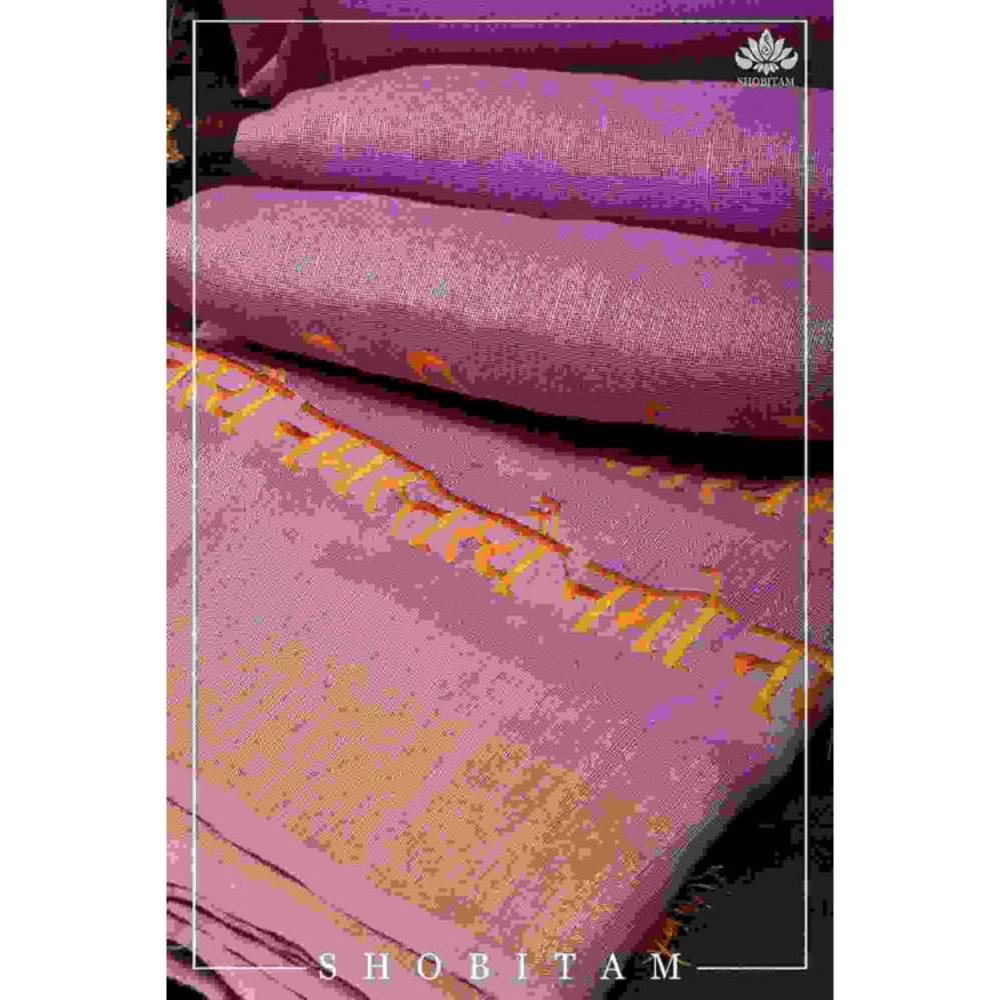Isadora Life Womens Embroidered Thread Work Lavender Pre-Draped Saree With Unstitched Blouse