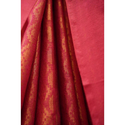 Isadora Life Womens Woven Tassels Pink Pre-Draped Saree with Unstitched Blouse