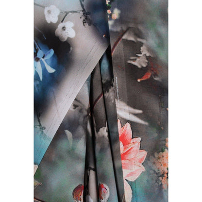 Isadora Life Womens Floral Printed Multi-Color Pre-Draped Saree with Unstitched Blouse