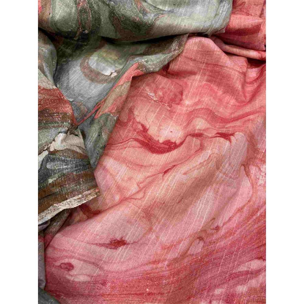 Isadora Life Womens Printed Tassels Peach Pre-Draped Saree with Unstitched Blouse