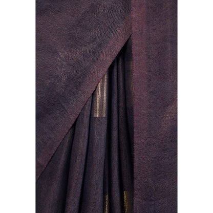 Isadora Life Womens Woven Zari Navy Blue Pre-Draped Saree with Unstitched Blouse