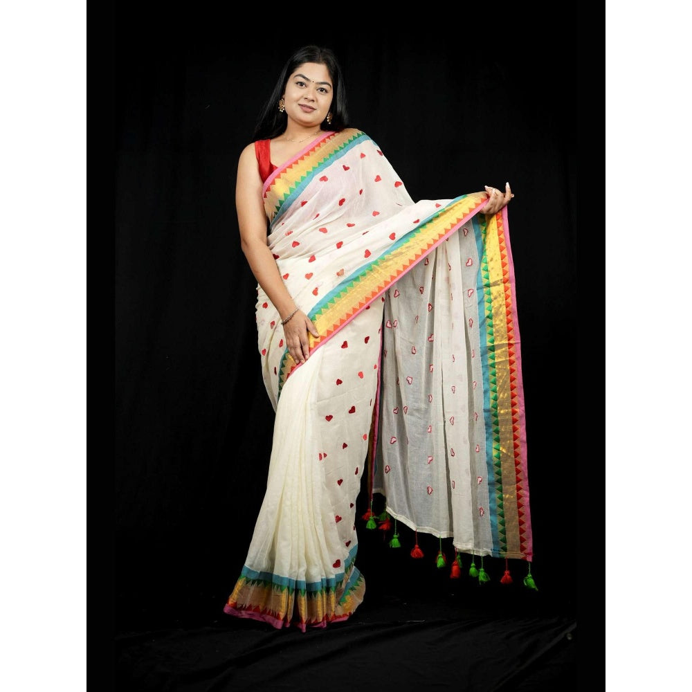 Isadora Life Multi-Color Geometric Pre-draped Saree With Unstitched Blouse