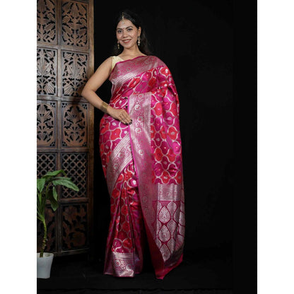 Isadora Life Multi-Color Floral Pre-draped Saree With Unstitched Blouse