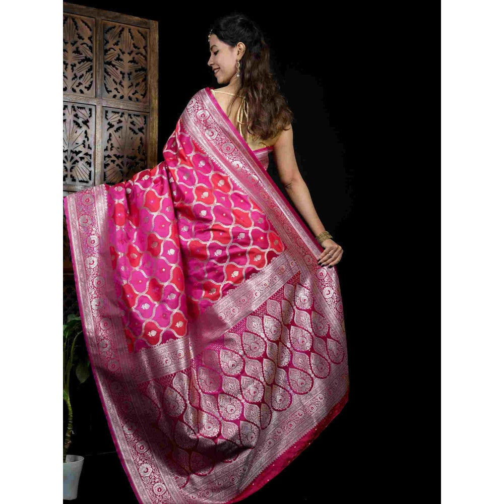 Isadora Life Multi-Color Floral Pre-draped Saree With Unstitched Blouse