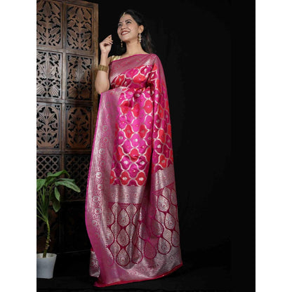 Isadora Life Multi-Color Floral Pre-draped Saree With Unstitched Blouse