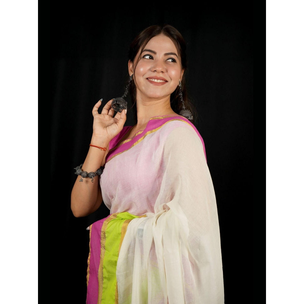 Isadora Life Multi-Color Stripes Pre-draped Saree With Unstitched Blouse