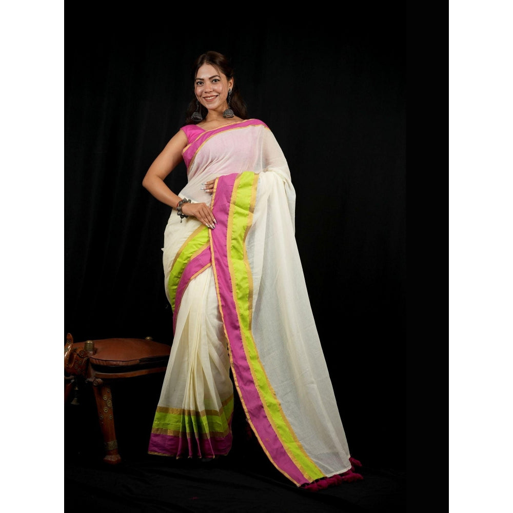 Isadora Life Multi-Color Stripes Pre-draped Saree With Unstitched Blouse
