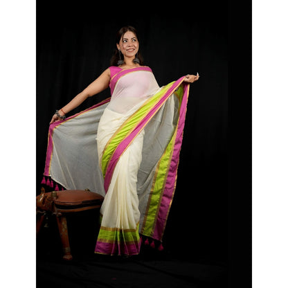 Isadora Life Multi-Color Stripes Pre-draped Saree With Unstitched Blouse