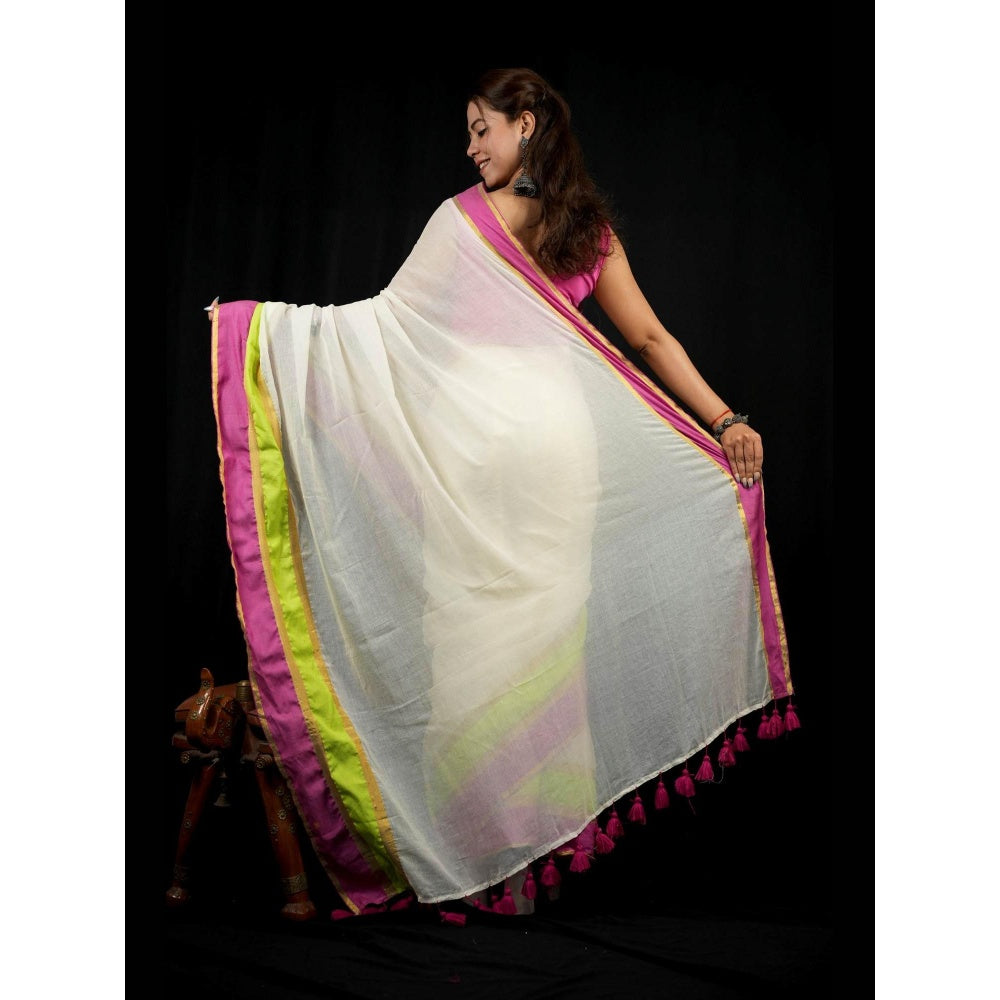 Isadora Life Multi-Color Stripes Pre-draped Saree With Unstitched Blouse