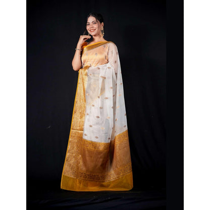 Isadora Life Multi-Color Woven Pre-draped Saree With Unstitched Blouse