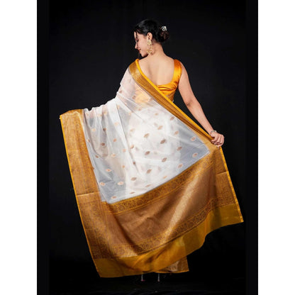 Isadora Life Multi-Color Woven Pre-draped Saree With Unstitched Blouse