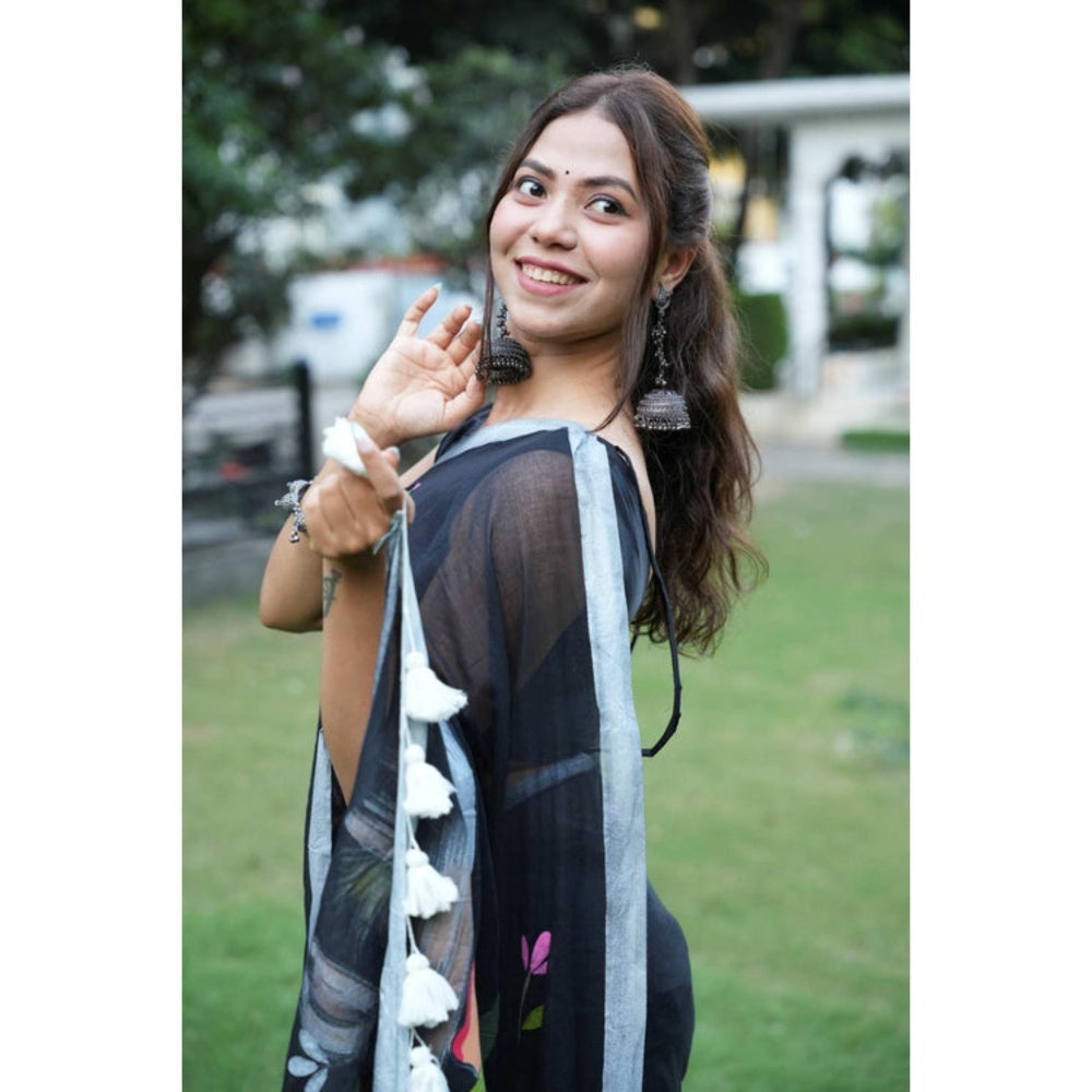 Isadora Life Shakuntala Hand Painted Saree with Unstitched Blouse