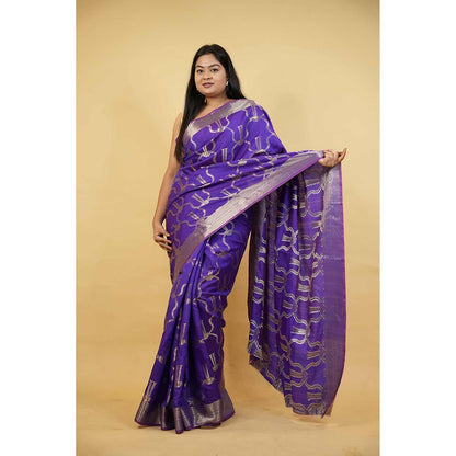 Isadora Life Blue Woven Pre-Draped Saree with Unstitched Blouse