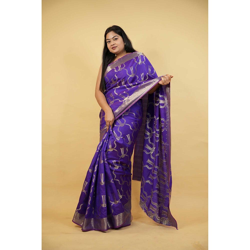 Isadora Life Blue Woven Pre-Draped Saree with Unstitched Blouse