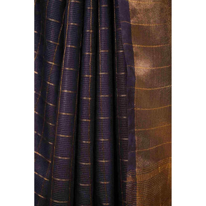 Isadora Life Black Checks Pre-Draped Saree with Unstitched Blouse