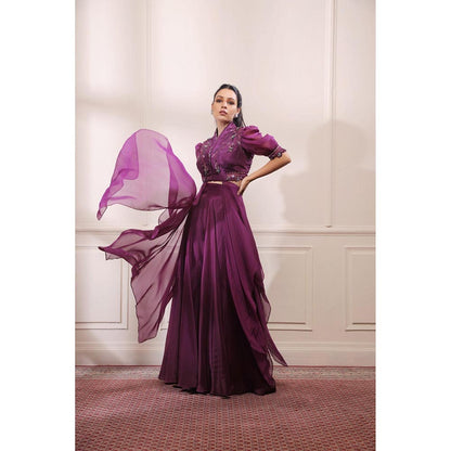 ISHA GUPTA TAYAL Amethyst Purple Sharara with Asymmetric Hem Kurta