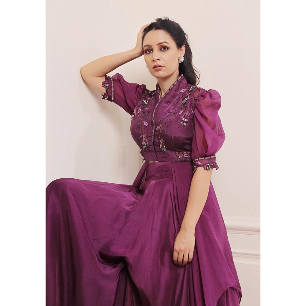 ISHA GUPTA TAYAL Amethyst Purple Sharara with Asymmetric Hem Kurta