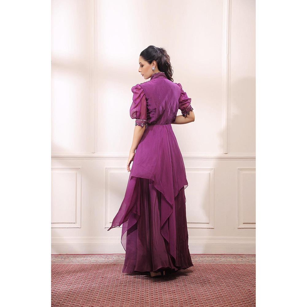 ISHA GUPTA TAYAL Amethyst Purple Sharara with Asymmetric Hem Kurta