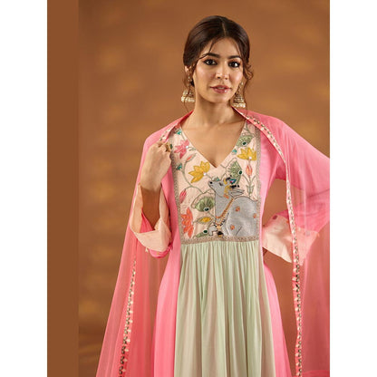 ISHA GUPTA TAYAL Pink Kamdhenu Gulabi Anarkali and Pant with Dupatta